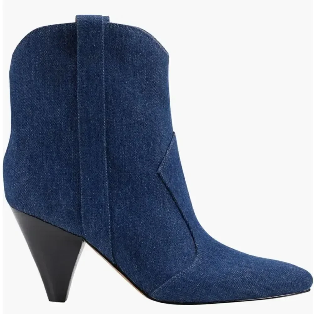 Marc Fisher Carissa Denim Western Bootie Boots Shoes Size 7.5